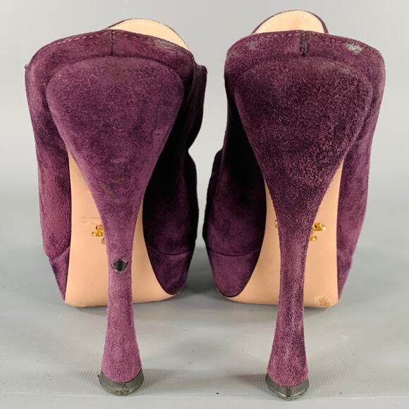 PRADA Size 7 Purple Plum Suede Cutout Sandals - Picture 3 of 10